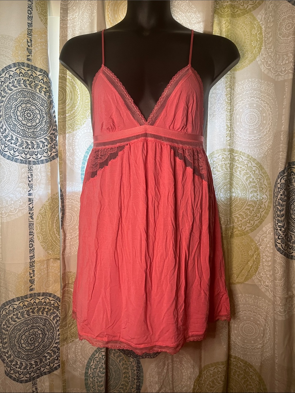Victoria's Secret Coral Lace-Trim Chemise